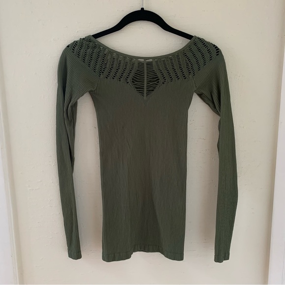 Free People BodyCon Cut Out Boat Neck Long Sleeve - Picture 1 of 4